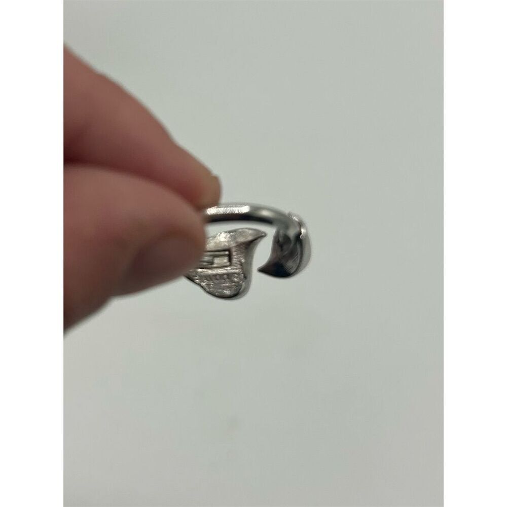 Avon Vintage Silver Tone Adjustable Heart Wrap Ring Abstract Design Size 7 - Picture 5 of 6